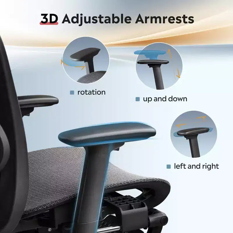 Chaise de Bureau Ergonomique en Maille Dossier Haut Inclinable