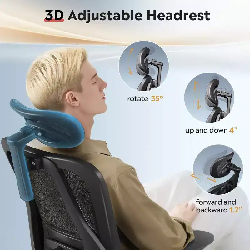 Chaise de Bureau Ergonomique en Maille Dossier Haut Inclinable