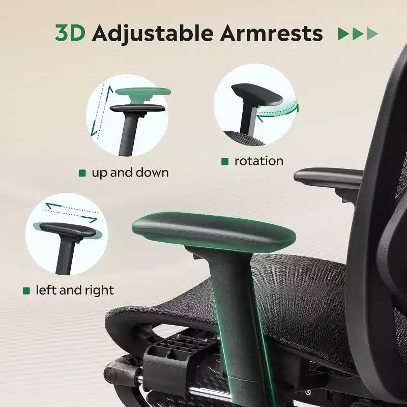 Chaise de Bureau Ergonomique en Maille Dossier Haut Inclinable