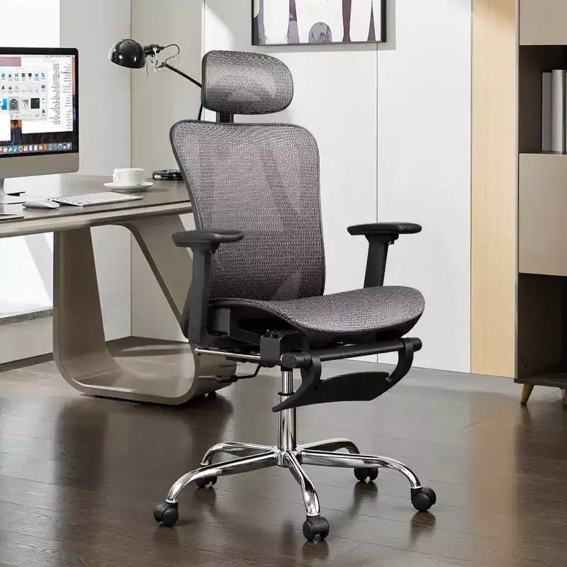 Chaise de Bureau Ergonomique en Maille Dossier Haut Inclinable