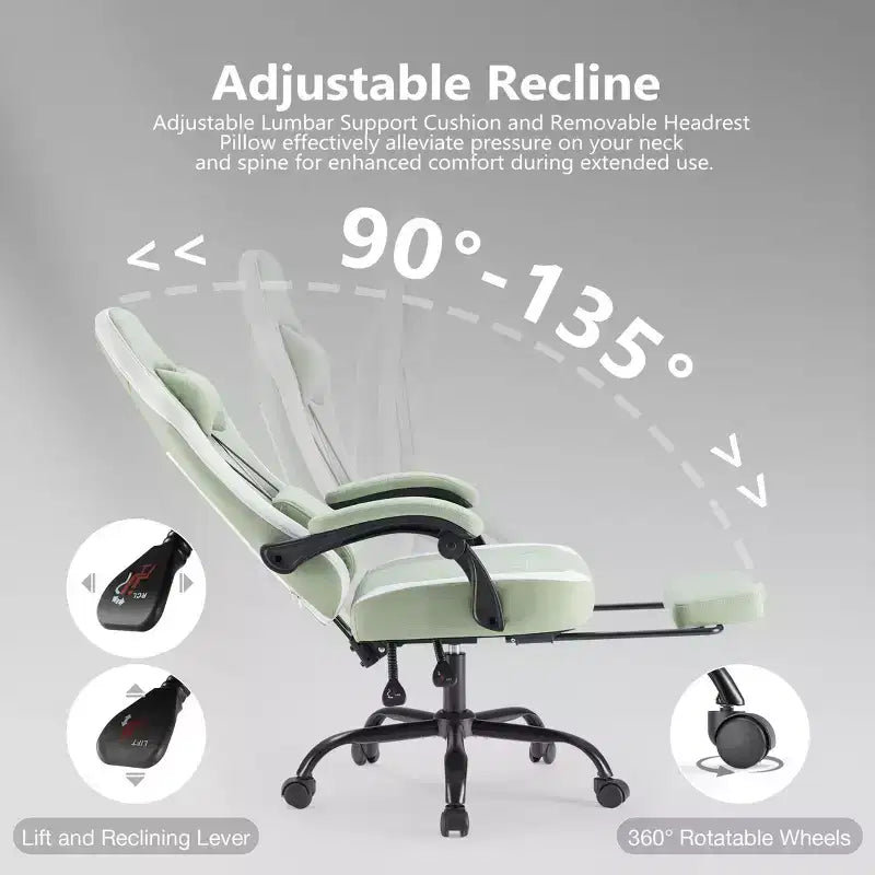 Chaise de bureau ergonomique avec accoudoirs rembourrés, chaise gaming