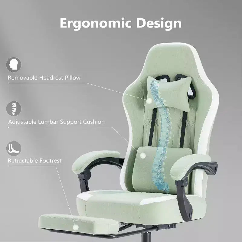 Chaise de bureau ergonomique avec accoudoirs rembourrés, chaise gaming