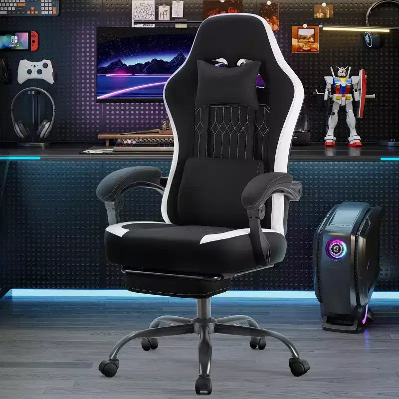 Chaise de bureau ergonomique avec accoudoirs rembourrés, chaise gaming