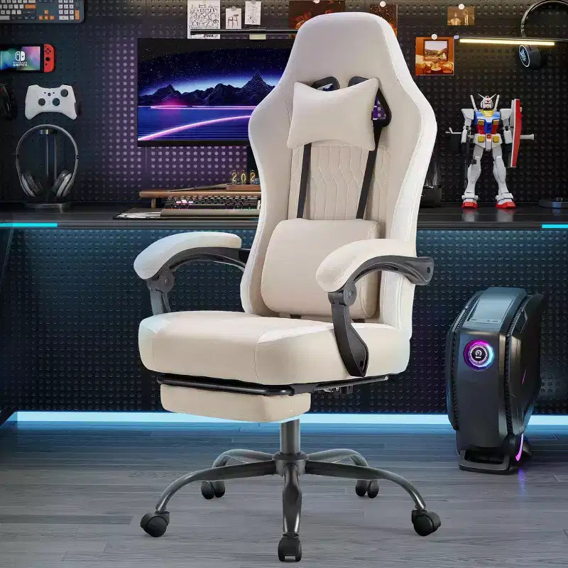 Chaise de bureau ergonomique avec accoudoirs rembourrés, chaise gaming