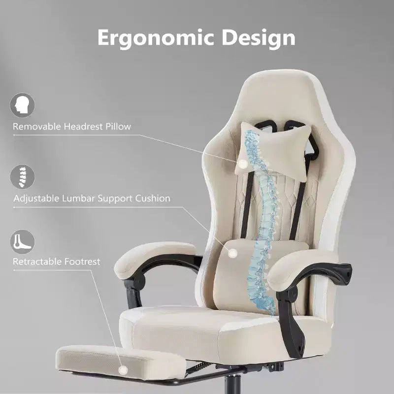 Chaise de bureau ergonomique avec accoudoirs rembourrés, chaise gaming