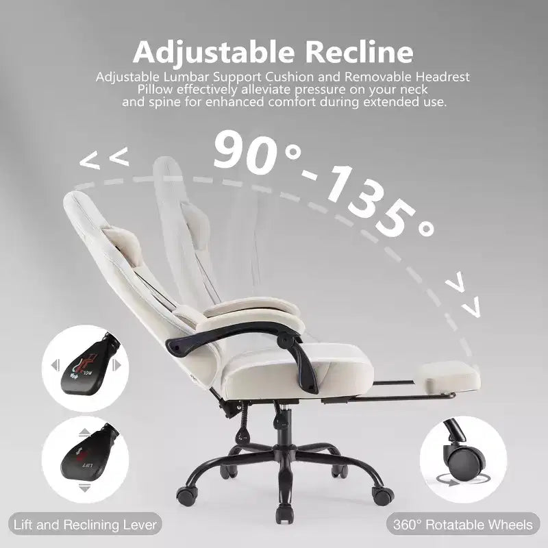 Chaise de bureau ergonomique avec accoudoirs rembourrés, chaise gaming