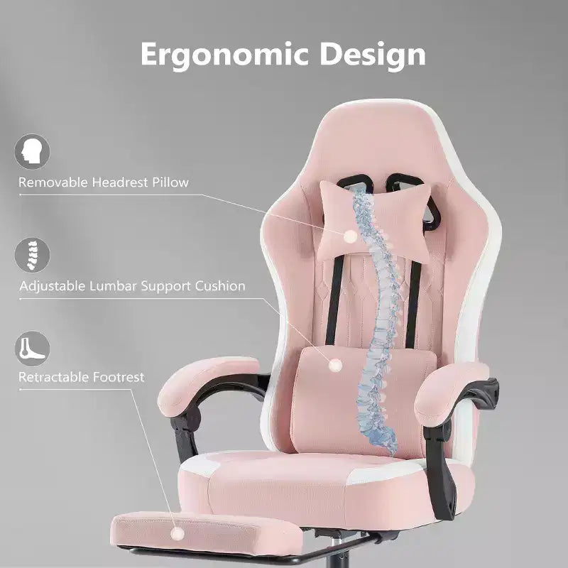 Chaise de bureau ergonomique avec accoudoirs rembourrés, chaise gaming