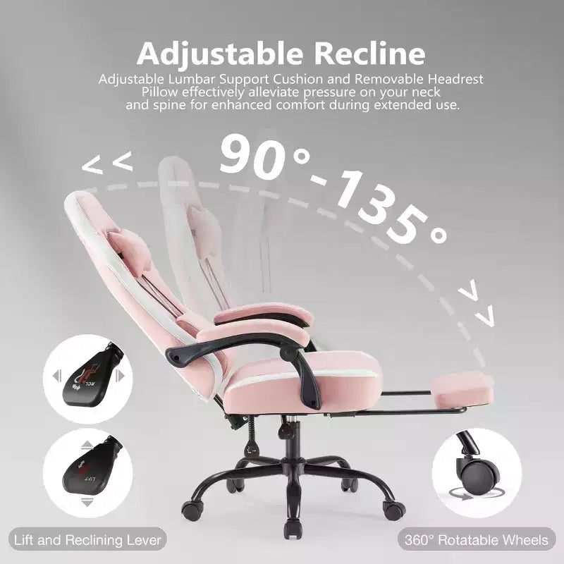 Chaise de bureau ergonomique avec accoudoirs rembourrés, chaise gaming