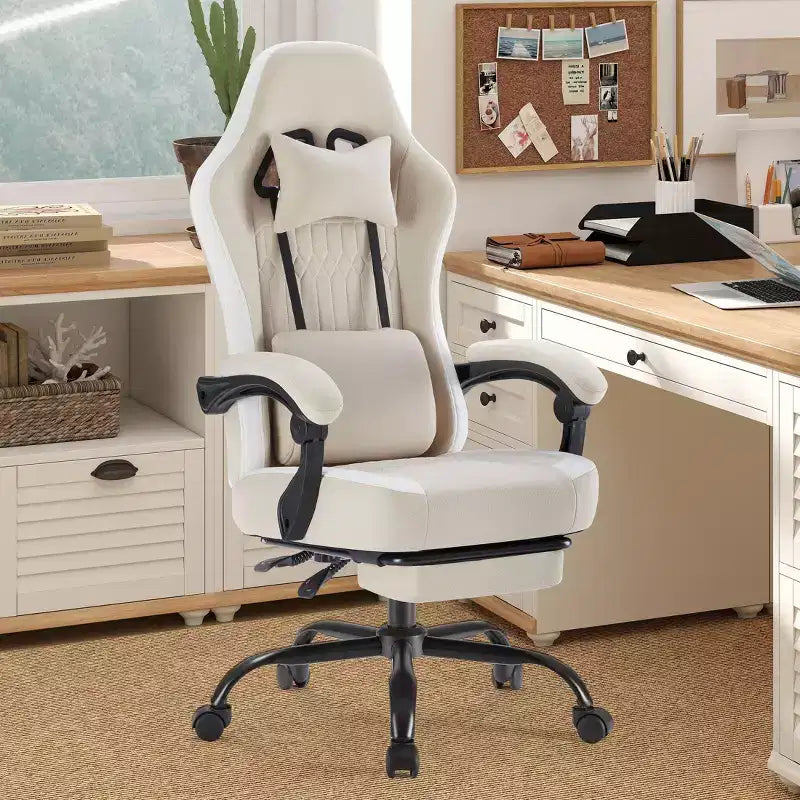 Chaise de bureau ergonomique avec accoudoirs rembourrés, chaise gaming