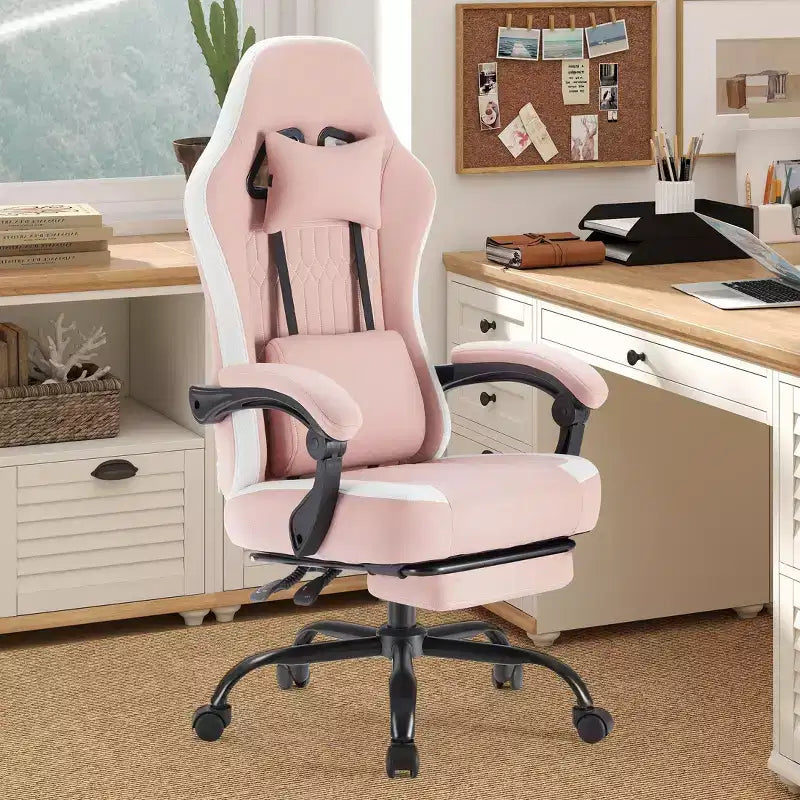 Chaise de bureau ergonomique avec accoudoirs rembourrés, chaise gaming