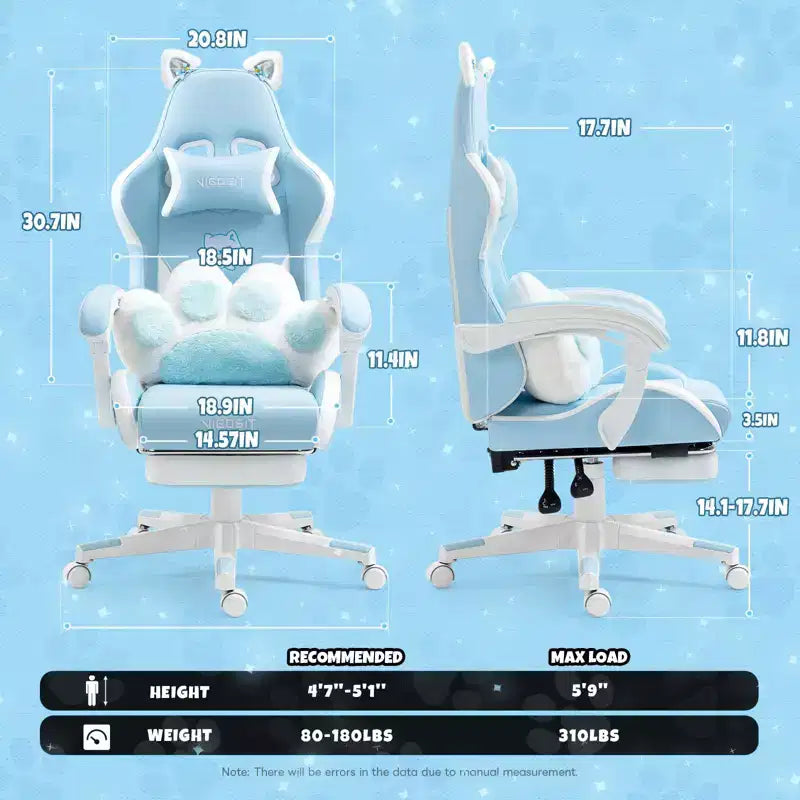 Fauteuil Gaming pivotant Chat, moderne et mignon