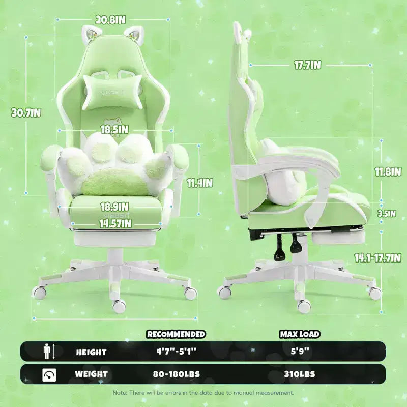 Fauteuil Gaming pivotant Chat, moderne et mignon