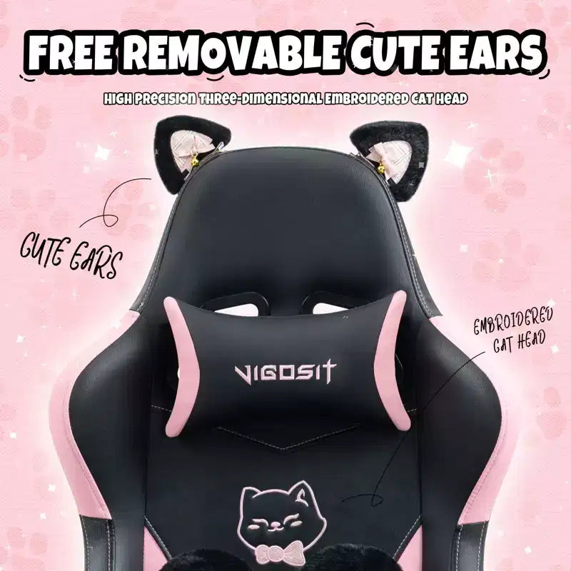 Fauteuil Gaming pivotant Chat, moderne et mignon