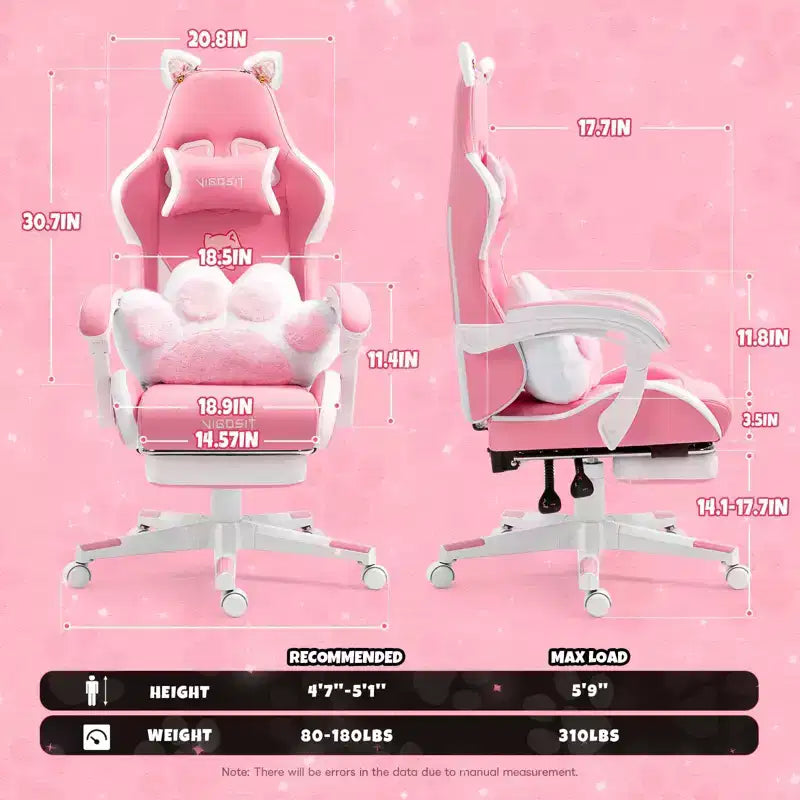 Fauteuil Gaming pivotant Chat, moderne et mignon