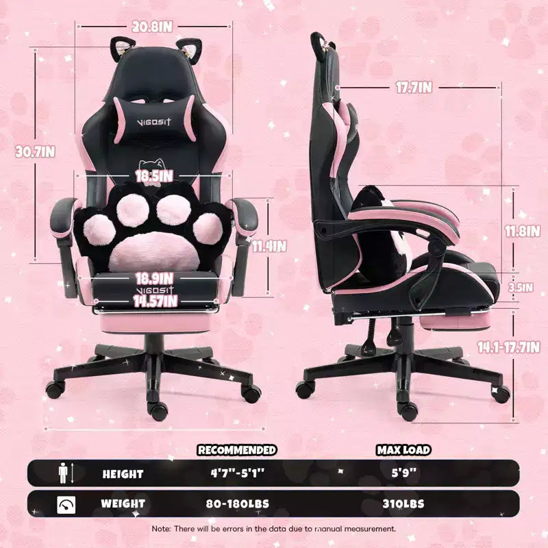 Fauteuil Gaming pivotant Chat, moderne et mignon
