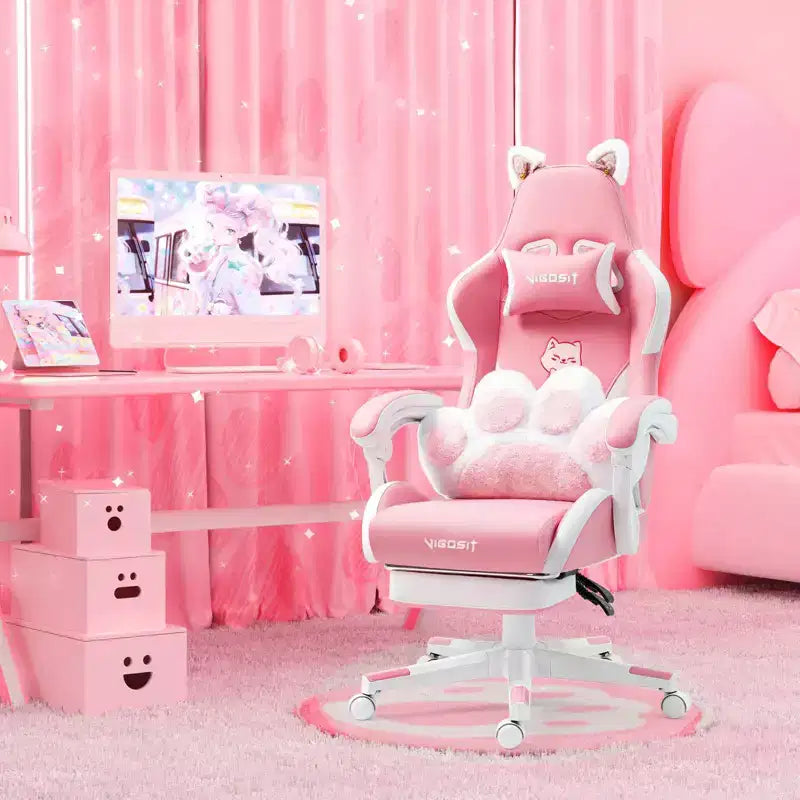 Fauteuil Gaming pivotant Chat, moderne et mignon