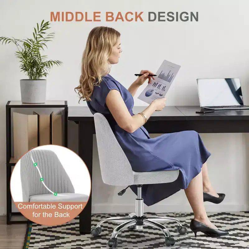 Chaise de bureau à roulettes pivotante en croisillons