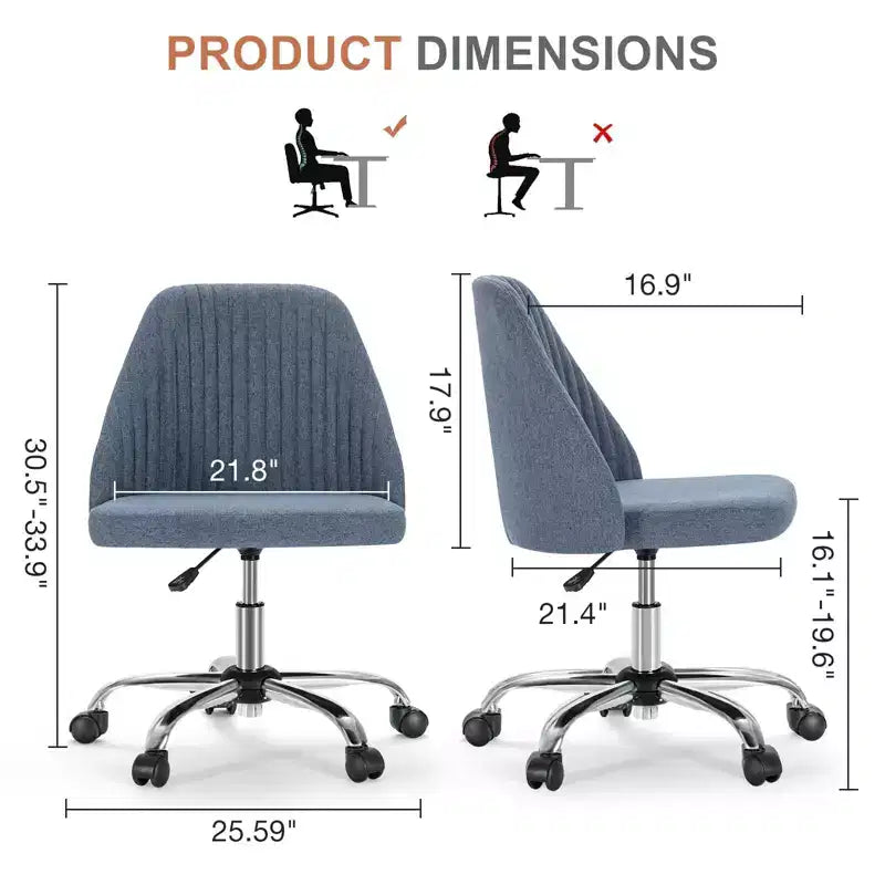Chaise de bureau à roulettes pivotante en croisillons