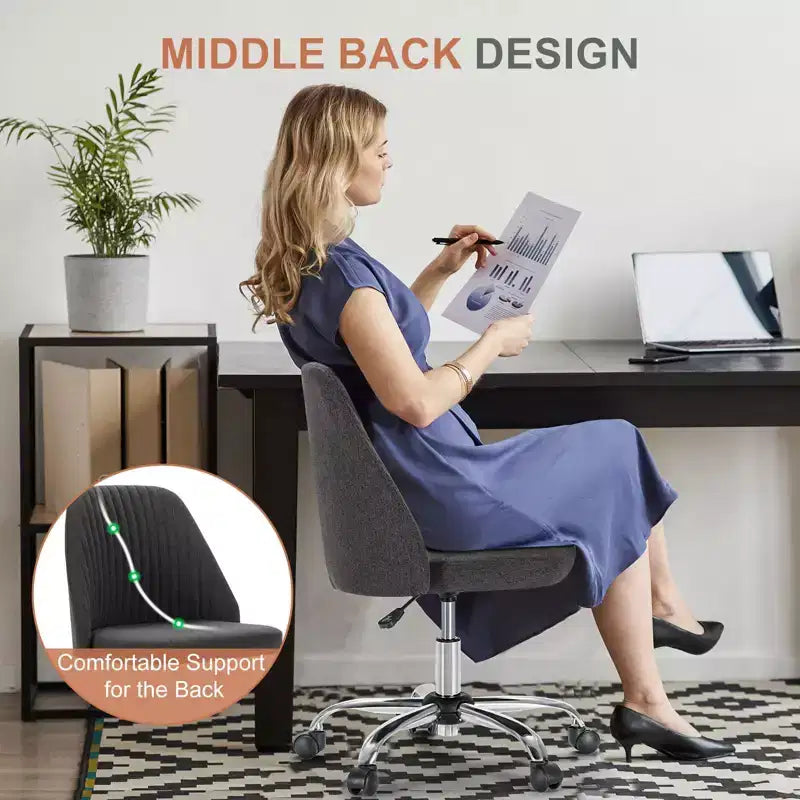 Chaise de bureau à roulettes pivotante en croisillons