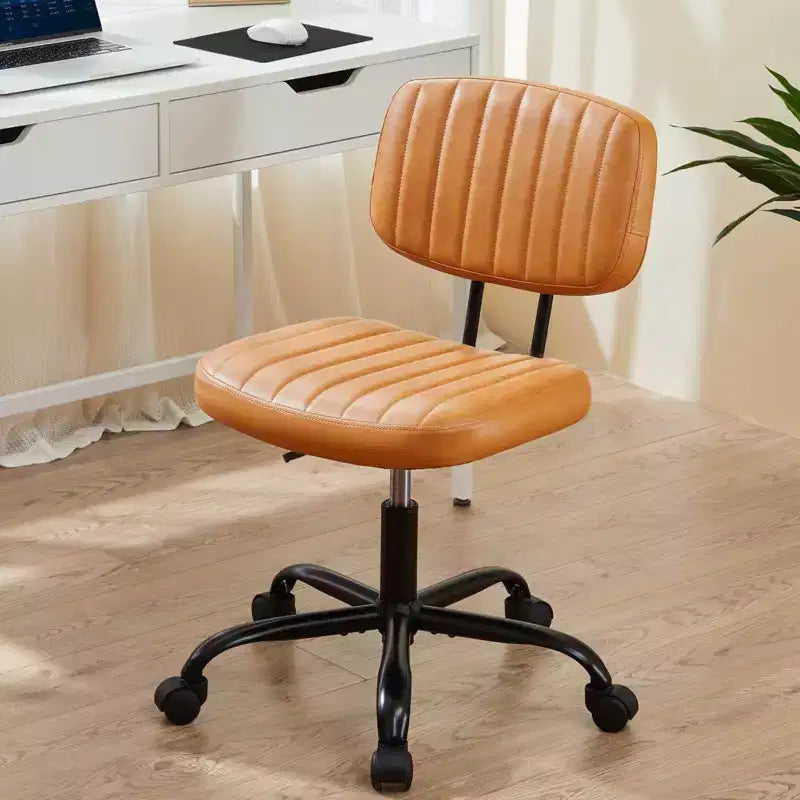 Chaise de bureau pivotante sans accoudoirs en similicuir, avec roulettes