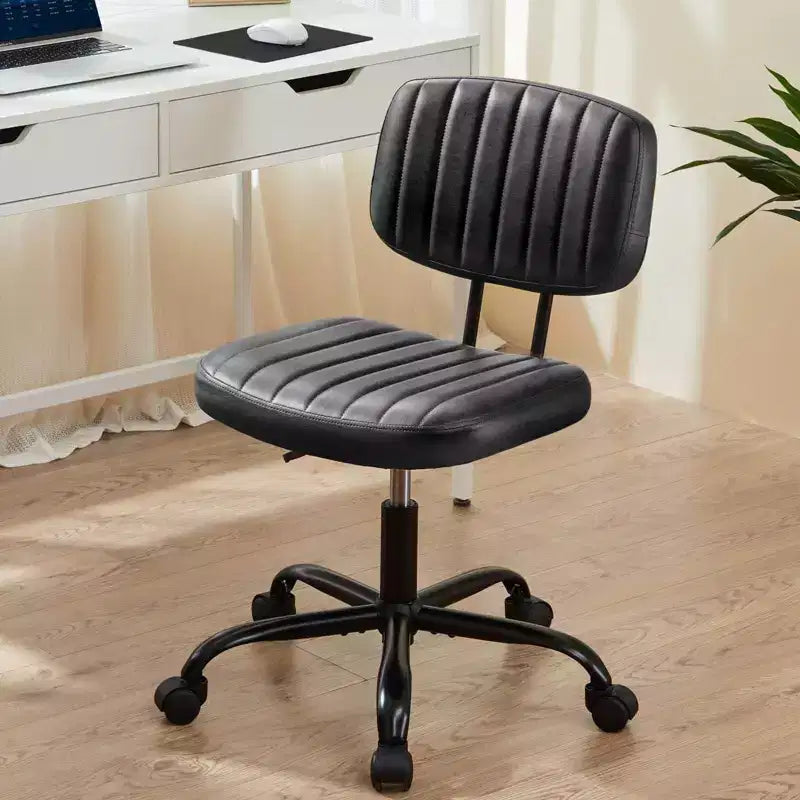 Chaise de bureau pivotante sans accoudoirs en similicuir, avec roulettes