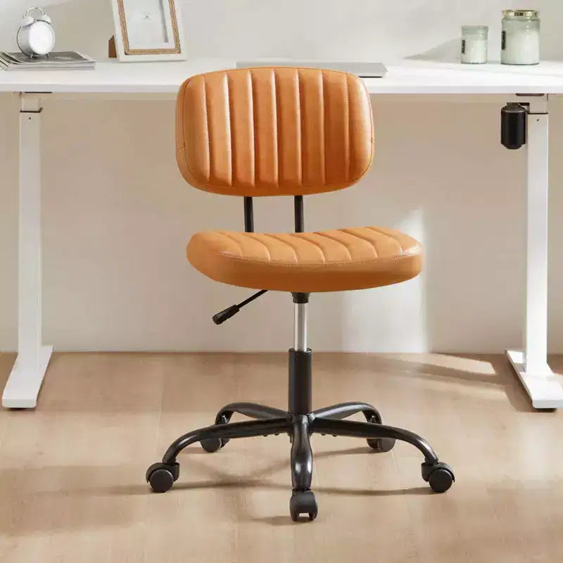 Chaise de bureau pivotante sans accoudoirs en similicuir, avec roulettes