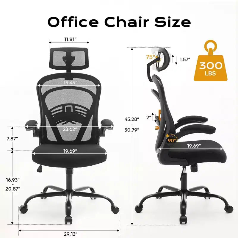 Chaise de bureau ergonomique, chaise de bureau d'ordinateur à dossier haut