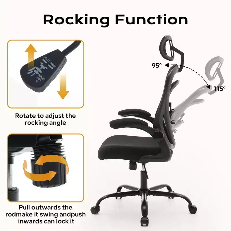 Chaise de bureau ergonomique, chaise de bureau d'ordinateur à dossier haut