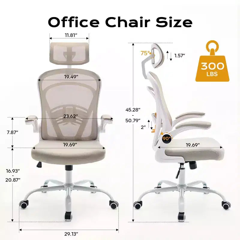 Chaise de bureau ergonomique, chaise de bureau d'ordinateur à dossier haut