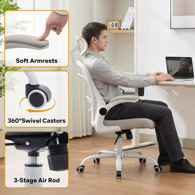 Chaise de bureau ergonomique, chaise de bureau d'ordinateur à dossier haut