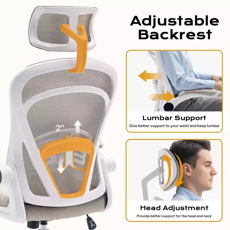 Chaise de bureau ergonomique, chaise de bureau d'ordinateur à dossier haut