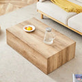 Table basse rectangulaire moderne avec base solide, table centrale en bois