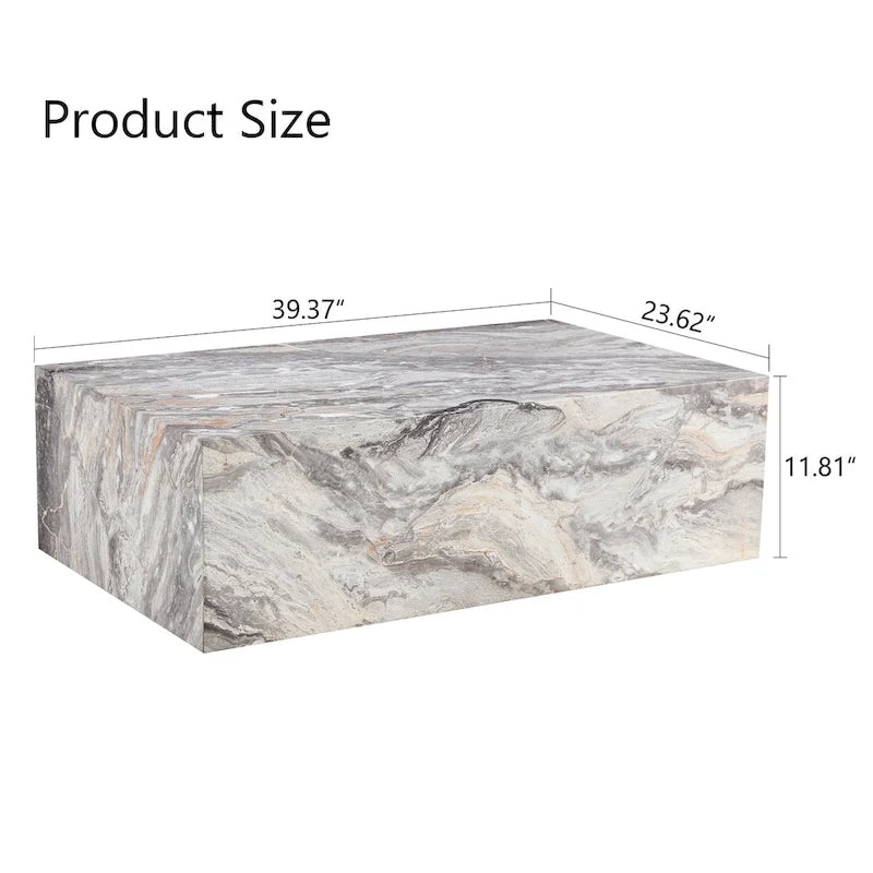 Table basse rectangulaire moderne avec base solide, table centrale en bois