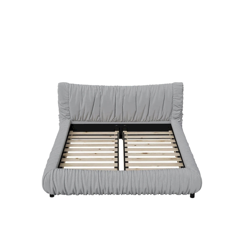 Lit plateforme rembourré de luxe gris clair
