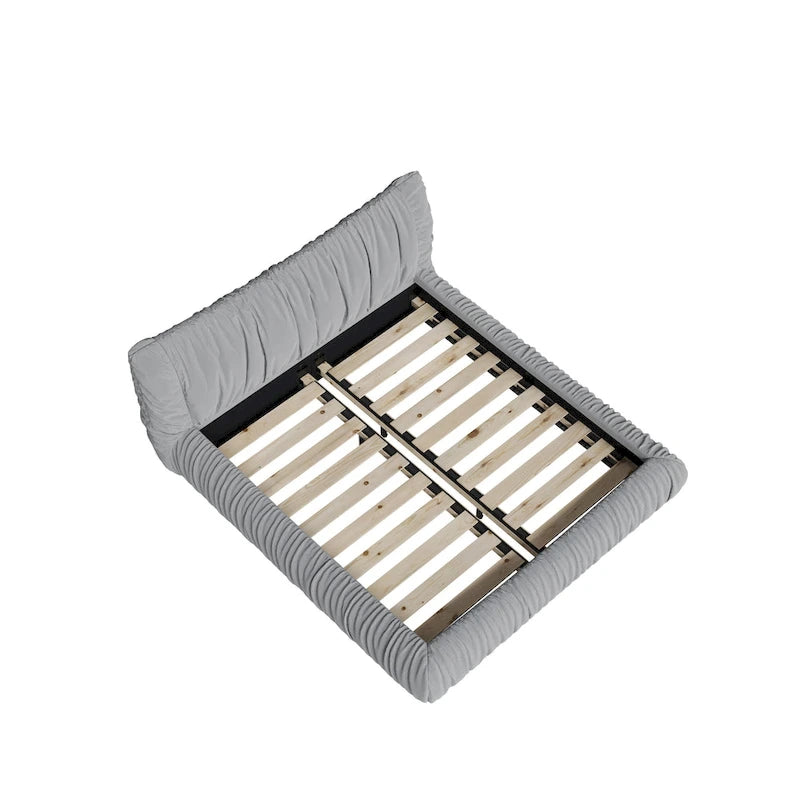 Lit plateforme rembourré de luxe gris clair
