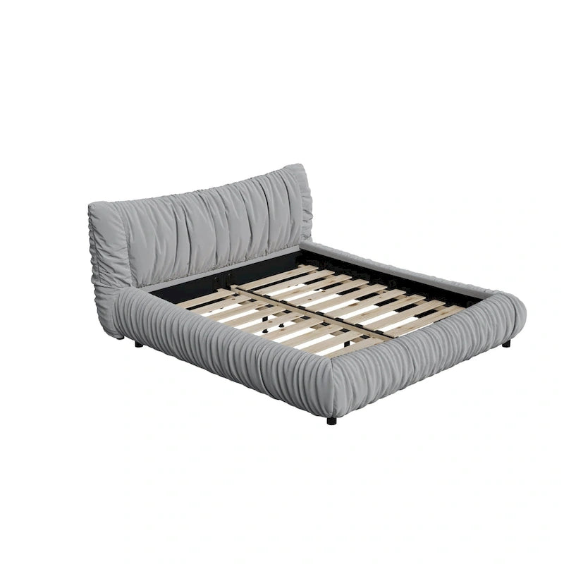 Lit plateforme rembourré de luxe gris clair