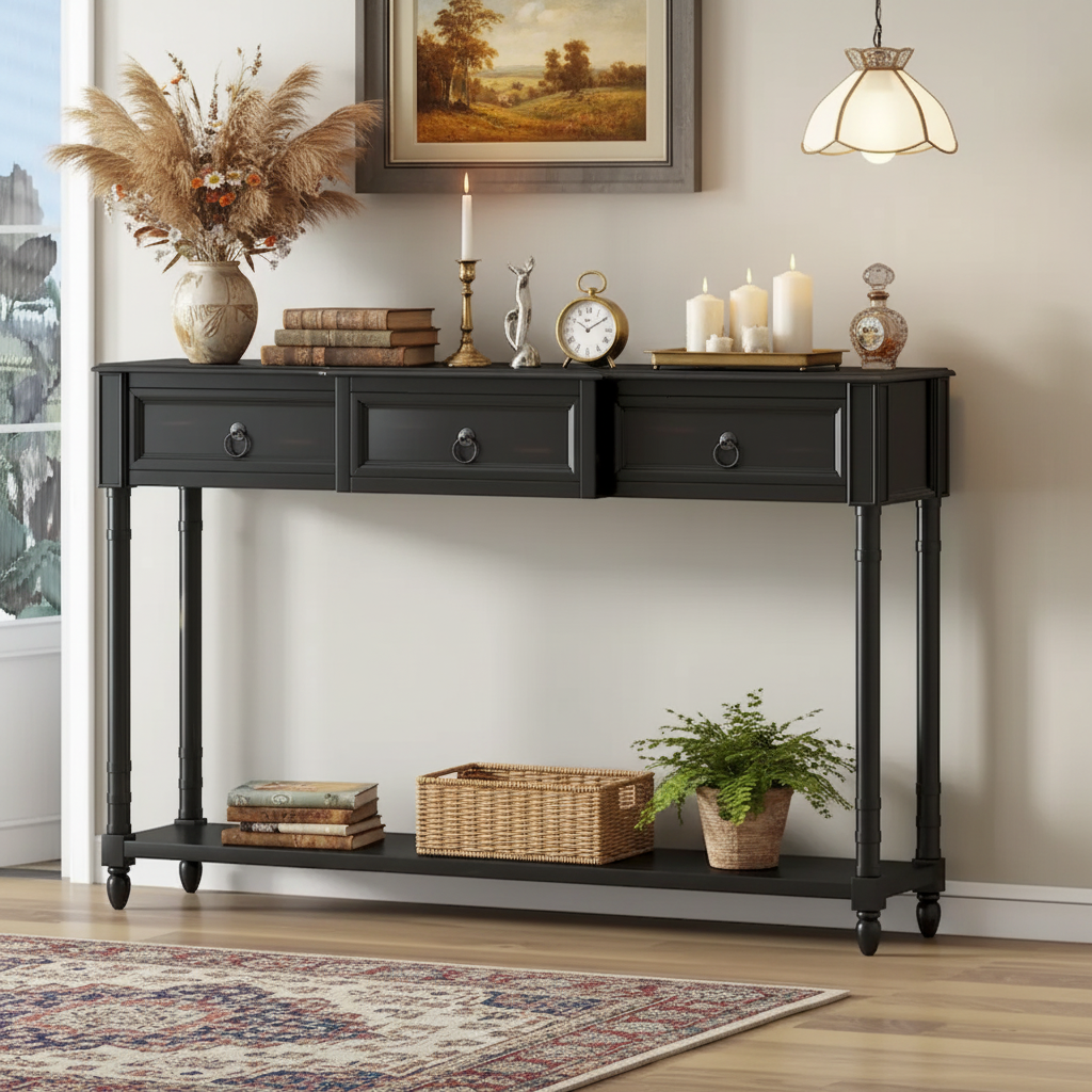 Console de table de canapé avec tiroirs pour entrée