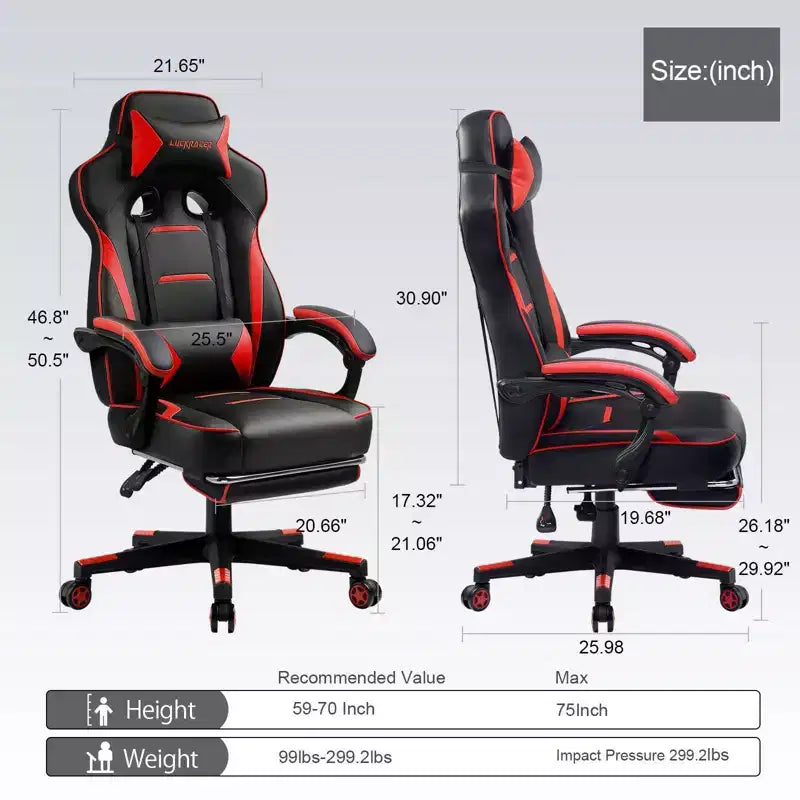 Chaise de jeu avec repose-pieds Chaise de bureau d'ordinateur à dossier haut