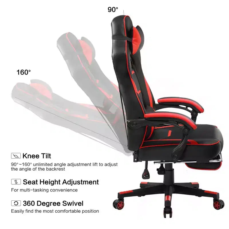 Chaise de jeu avec repose-pieds Chaise de bureau d'ordinateur à dossier haut