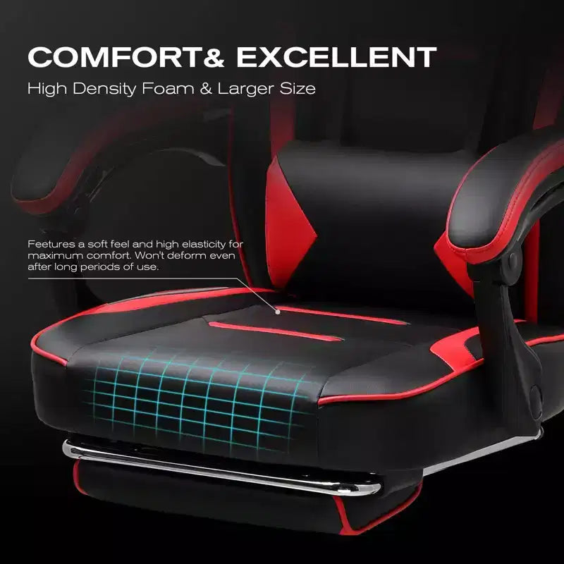 Chaise de jeu avec repose-pieds Chaise de bureau d'ordinateur à dossier haut