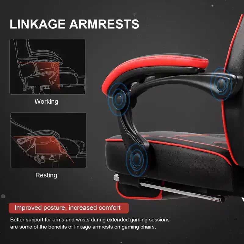 Chaise de jeu avec repose-pieds Chaise de bureau d'ordinateur à dossier haut