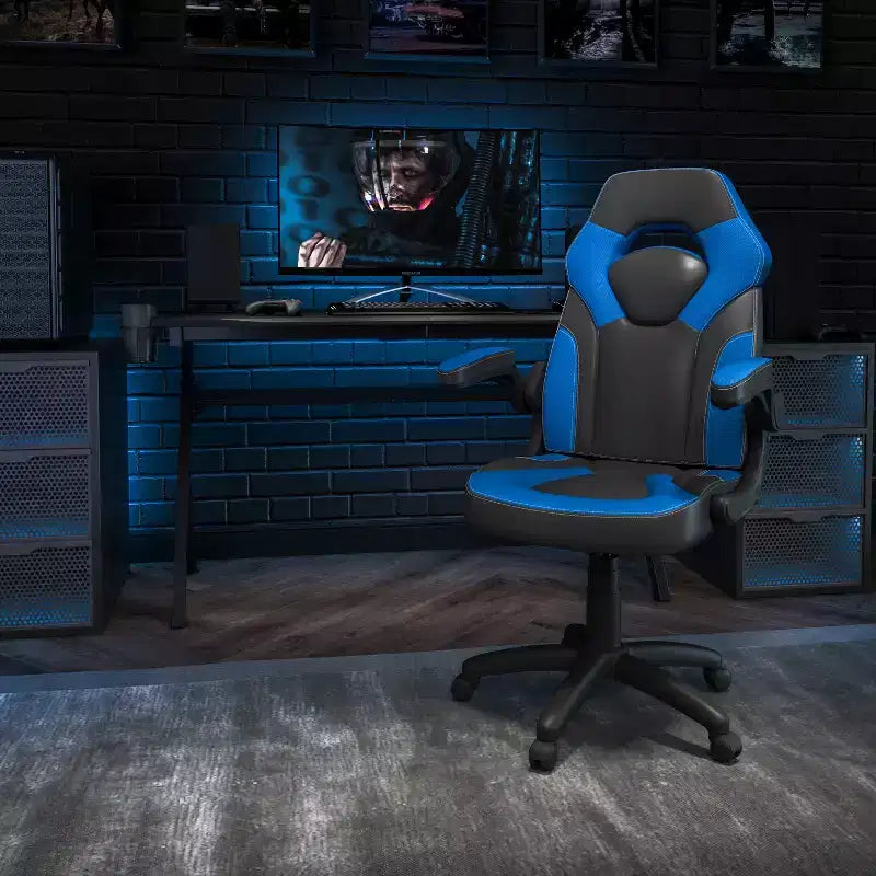 Chaise de bureau ergonomique réglable pivotante pour PC, style course