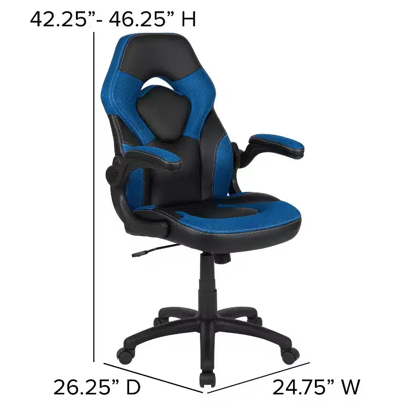 Chaise de bureau ergonomique réglable pivotante pour PC, style course