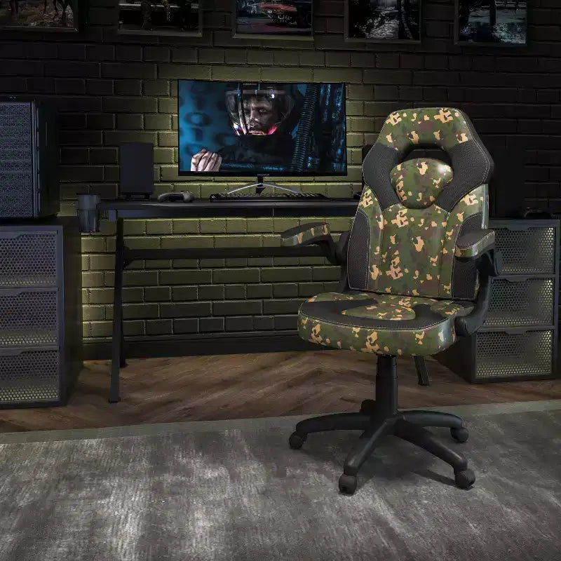 Chaise de bureau ergonomique réglable pivotante pour PC, style course