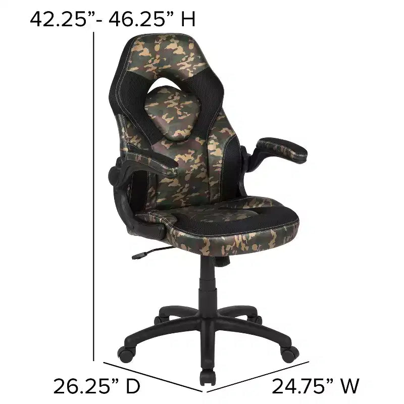 Chaise de bureau ergonomique réglable pivotante pour PC, style course