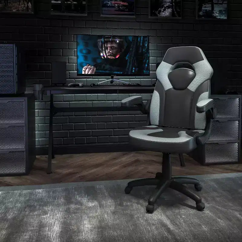 Chaise de bureau ergonomique réglable pivotante pour PC, style course