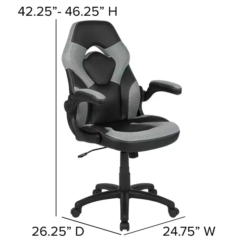 Chaise de bureau ergonomique réglable pivotante pour PC, style course