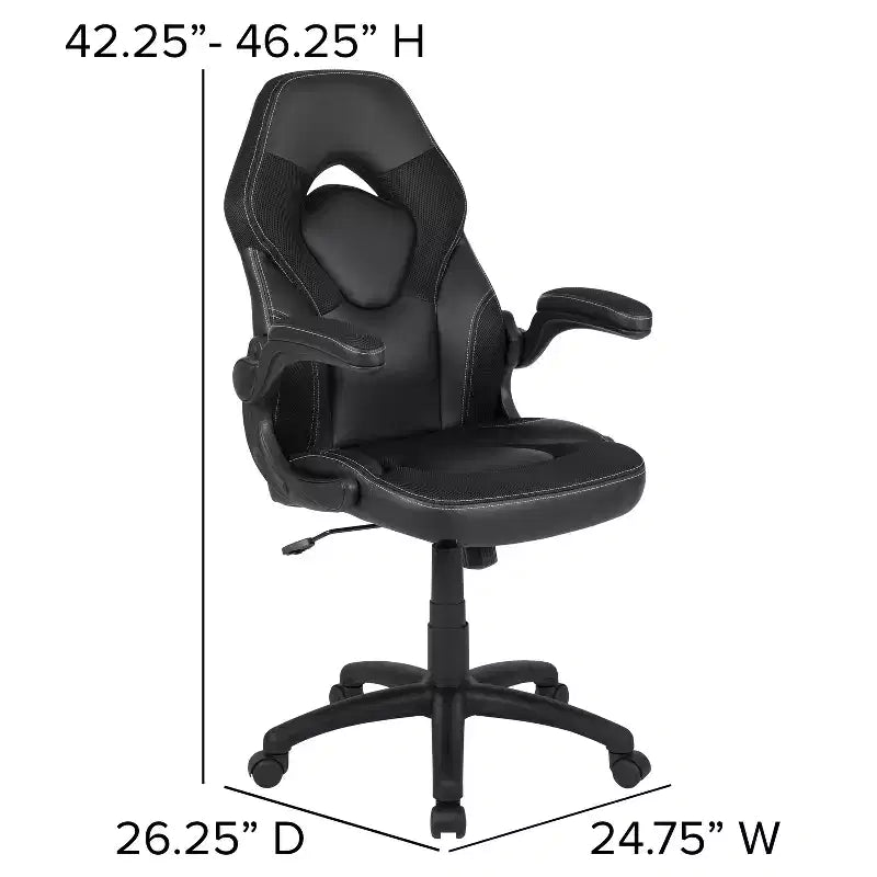 Chaise de bureau ergonomique réglable pivotante pour PC, style course