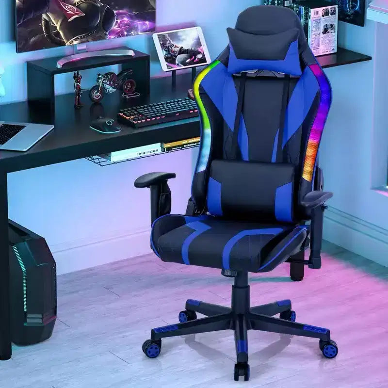 Chaise de jeu réglable pivotante pour ordinateur avec lumières LED dynamiques