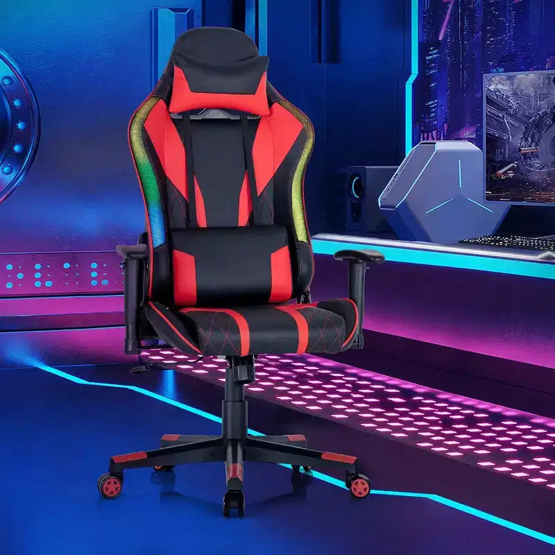 Chaise de jeu réglable pivotante pour ordinateur avec lumières LED dynamiques